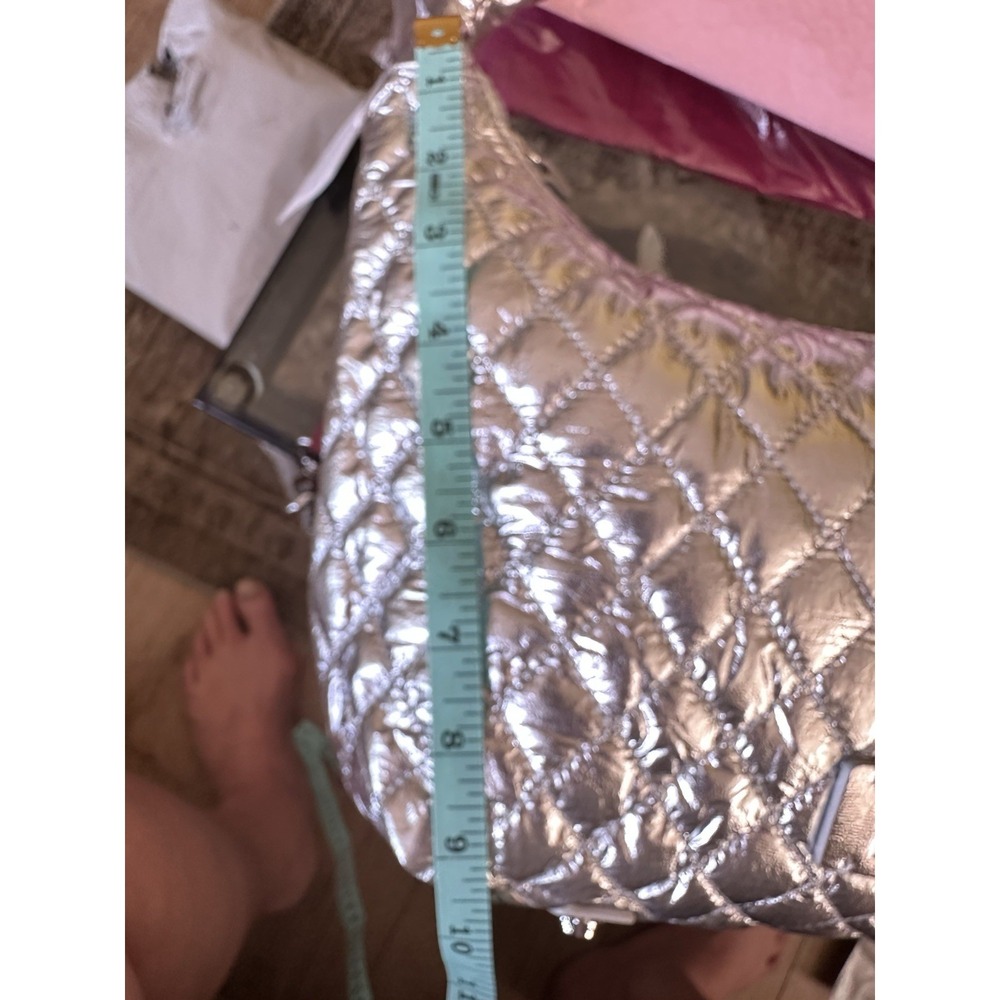 Heart Love by Charo Silver Quilted Shoulder Bag Metallic Y2K Handbag w Pouch NWT - Picture 9 of 11